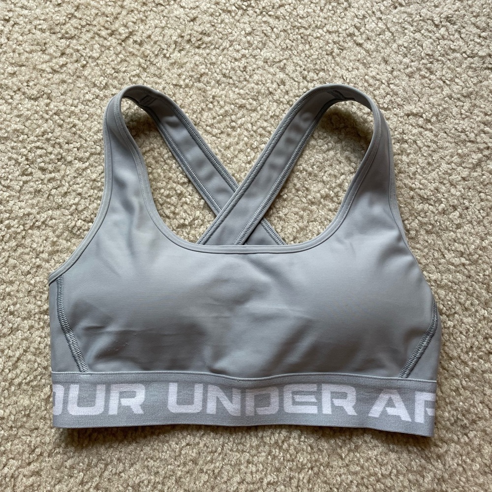 Under Armour, gray sports bra